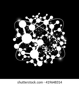 Global Network On Black Background - Vector Illustration, Graphic Design. Point And Curve Constructed The Sphere  