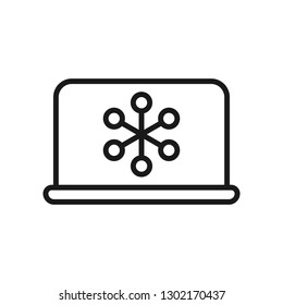 global network on laptop. minimal thin line web icon. simple vector illustration outline. concept for infographic, website or app.
