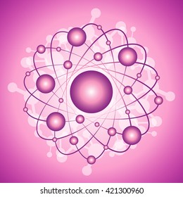 Global Network On Pink Background - Vector Illustration, Graphic Design. Point And Curve Constructed The Sphere