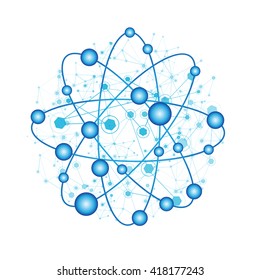 Global Network On White Background - Vector Illustration, Graphic Design. Point And Curve Constructed The Sphere  
