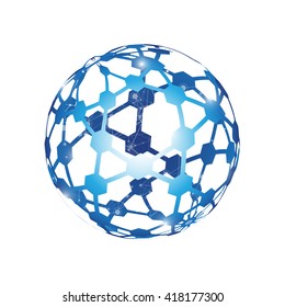 Global Network On White Background - Vector Illustration, Graphic Design. Point And Curve Constructed The Sphere  