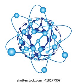 Global Network On White Background - Vector Illustration, Graphic Design. Point And Curve Constructed The Sphere  
