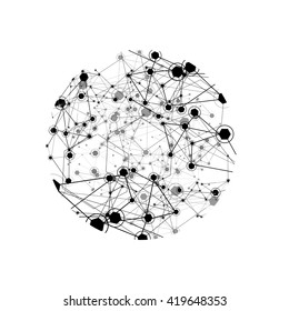 Global Network On White Background - Vector Illustration, Graphic Design. Point And Curve Constructed The Sphere