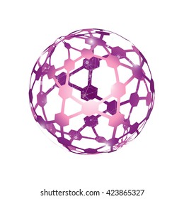 Global Network On White Background - Vector Illustration, Graphic Design. Point And Curve Constructed The Sphere