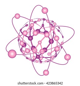 Global Network On White Background - Vector Illustration, Graphic Design. Point And Curve Constructed The Sphere