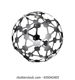 Global Network On White Background - Vector Illustration, Graphic Design. Point And Curve Constructed The Sphere