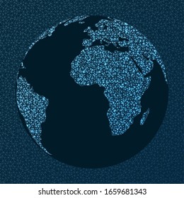 Global network. Orthographic projection. World Network. Elegant connections map. Vector illustration.