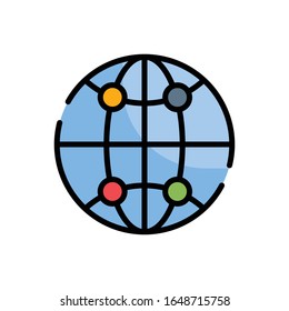 Global Network Outline Filled Icon. vector illustration. EPS 10