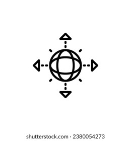 Global network outline icon. Vector illustration. The isolated icon suits the web, infographics, interfaces, and apps.