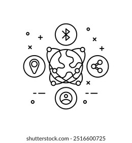 Global Network Outline Icon, Vector illustration