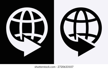 Global Network Refresh Icon – Worldwide Internet Sync Arrow Globe Black Vector