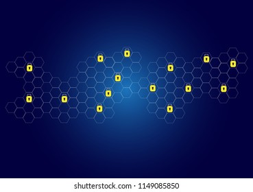 Global network security. Cyber security concept. Vector illustration EPS 10.