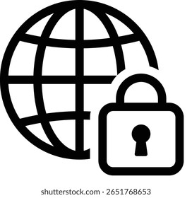 Global Network Security Lock Icon Design