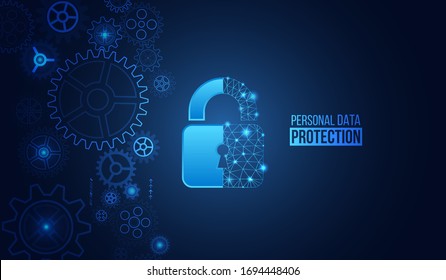 Mecanismo de seguridad de red global. Privacidad de la información. Concepto de protección en línea de Internet. Ilustración vectorial de protección de la seguridad cibernética y la privacidad de datos. Ilustración vectorial futurista.