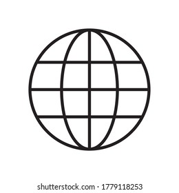 globales Netzwerk-Kugel-Symbol auf weißem Hintergrund, Linienstil, Vektorgrafik