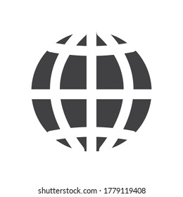 global network sphere icon over white background, silhouette style, vector illustration
