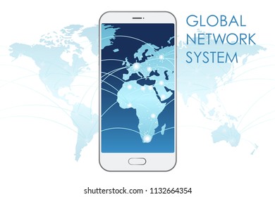 Global network system concept, vector illustration.