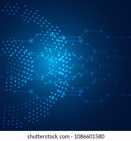 Global Network Technology Blue Background Vector Image
