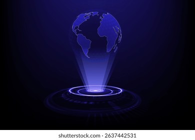 Global network and technology on world map, Abstract background for business innovation, Vector Illustration