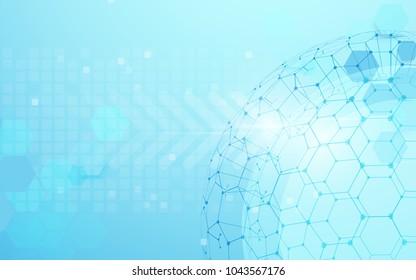 Global network and techonology connecting network on blue background. Illustration vector