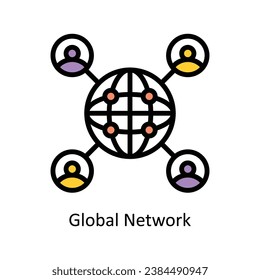 Global Network vector Filled outline Design illustration. Symbol on White background EPS 10 File