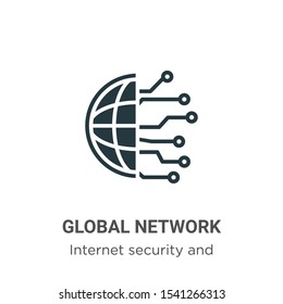Global network vector icon on white background. Flat vector global network icon symbol sign from modern internet security and networking collection for mobile concept and web apps design.