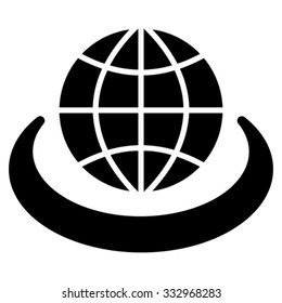 Global Network vector icon. Style is flat symbol, black color, rounded angles, white background.