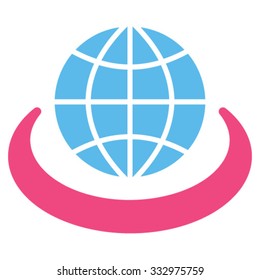Global Network vector icon. Style is bicolor flat symbol, pink and blue colors, rounded angles, white background.