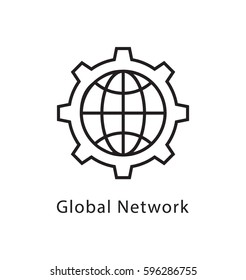Global Network Vector Line Icon