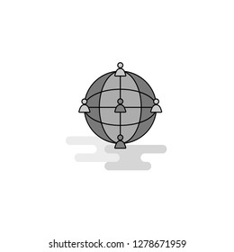 Global network  Web Icon. Flat Line Filled Gray Icon Vector