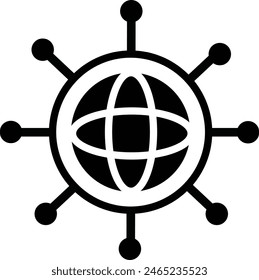 Global network, web settings icon. Black color vector design eps 10.
