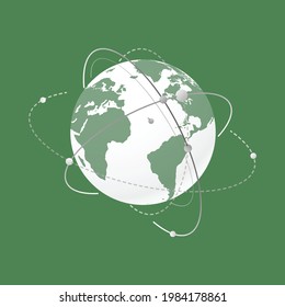 Global network world concept. technology globe with continents map and connection lines, dots and point. digital data planet design in simple flat style Vector