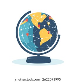 Global Network: World Map Globe Illustration