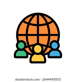 Rede global com indivíduos conectados. Ilustração de símbolo de ícone