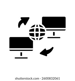 Global networking icon on white background