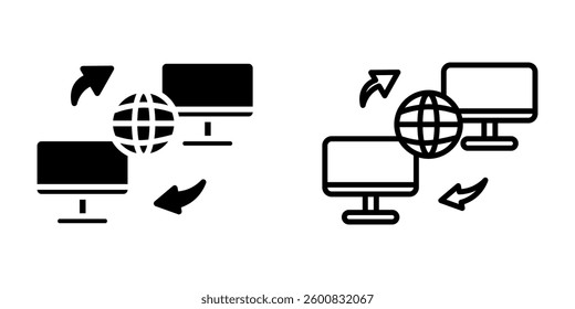 Global networking icon on white background