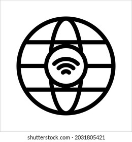 Global networking icon vector illustration on white background. color editable. eps 10