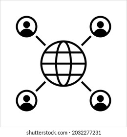 Global networking icon vector illustration on white background. color editable. eps 10