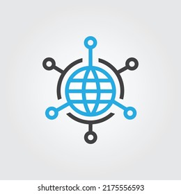 Global networking icon, worldwide, tech, social, teamwork, community, globalization, internet, cyber logo design 