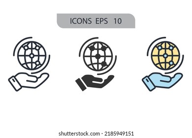 Global networking icons  symbol vector elements for infographic web