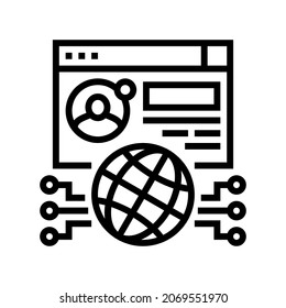 vector de icono de línea de red global. signo de red global. símbolo de contorno aislado ilustración negra