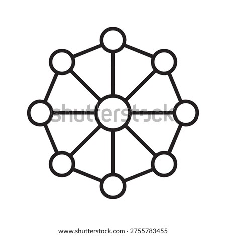 Global networking nodes icon for interconnected communication systems data distribution and digital community network technology structure concept