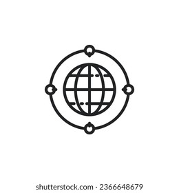 Global networking outline icon. Vector illustration. Isolated icon is suitable for web, infographics, interfaces, and apps.