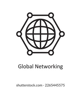 Global Networking Vector Outline icon Design illustration. Communication Symbol on White background EPS 10 File