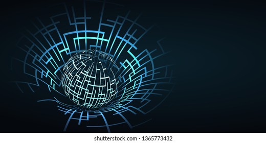 Global Networks - Abstract Transparent  Globe Design, Technology Template with Copyspace