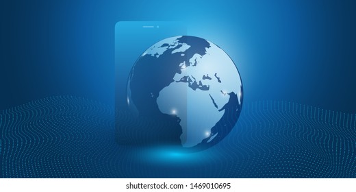 Global Networks Design mit Earth Globe und Smartphone Silhouette - Vektorvorlage für Ihr Unternehmen