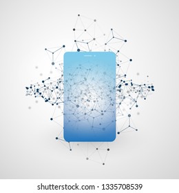 Global Networks Design with Network Mesh and Smartphone Silhouette - Vector Template for Your Business