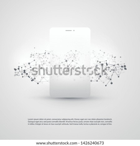 Global Networks Design with Network Mesh and Smartphone Silhouette - Vector Template for Your Business