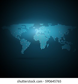 Redes globales, recursos - Resumen del contexto del concepto de tecnología, plantilla de elemento de diseño creativo con mapa del mundo visto
