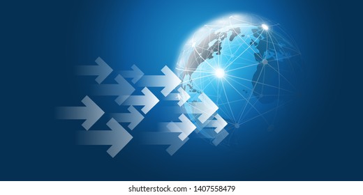 Global Networks and Trading Design Concept with Arrows and Earth Globe - Vector Template for Your Business 